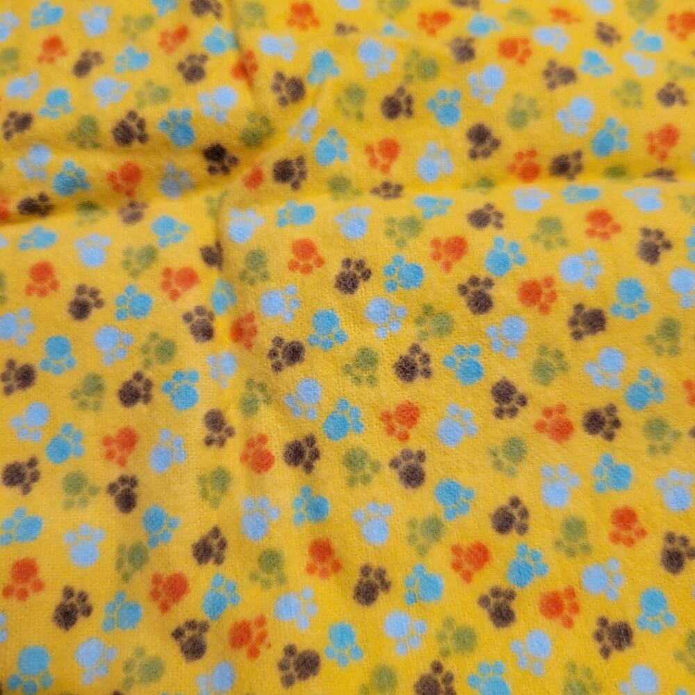 Yellow Cotton Fabric Small Paw Print Pattern 38"x38" Sewing Craft Material Soft